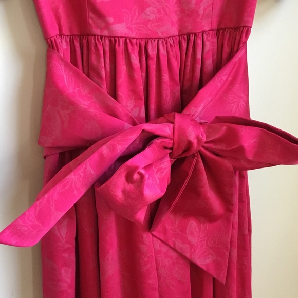 Vintage Laura Ashley Pink Metallic Floral Print Cottage-core Puff Sleeve Dress - Picture 15 of 16